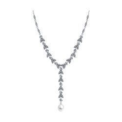 Colier din argint  cu pietre Cubic Zirconia Incolor, Perla Albă