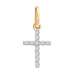 Cruce din aur roșu cu pietre Diamant