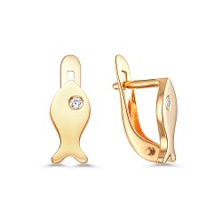 Детские серьги из красного золота с камнями Фианит
