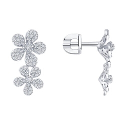 Cercei Pusete din aur alb cu pietre Diamant