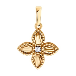 Подвеска из красного золота с камнями Фианит