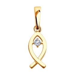 Pandantiv din aur roșu cu pietre Cubic Zirconia Incolor