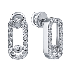 Серьги Пусеты из белого золота с камнями Бриллиант