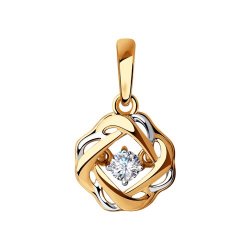 Pandantiv din aur roșu cu pietre Cubic Zirconia Incolor