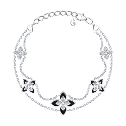 Браслет из серебра с камнями Фианит, Эмаль