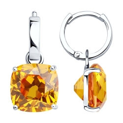 Серьги Конго из серебра с камнями Фианит Жёлтый