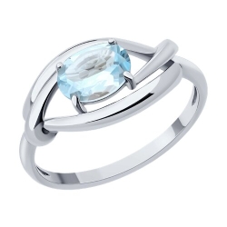 Кольцо из серебра с камнями Топаз голубой