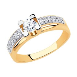 Inel din aur roșu cu pietre Cubic Zirconia Incolor