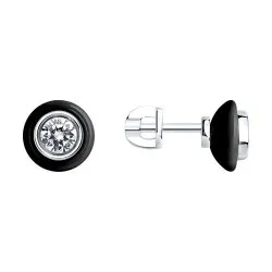 Cercei Pusete din argint cu Cubic Zirconia Incolor, Ceramica neagră