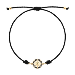 Браслет из красного золота с камнями Черный бриллиант, Текстиль