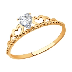 Кольцо из красного золота с камнями Фианит