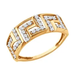 Inel din aur roșu cu Cubic Zirconia Incolor