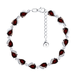 Brățară din argint  cu pietre Cubic Zirconia Incolor, Granat