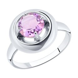 Кольцо из серебра с камнями Аметист