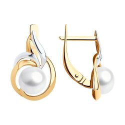 Cercei din aur roșu cu pietre Perla Albă