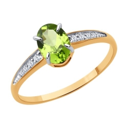 Inel din aur roșu cu pietre Cubic Zirconia Incolor, Crisolit