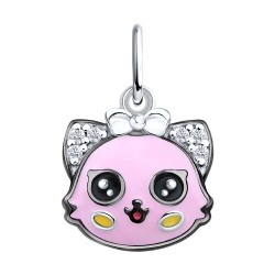 Подвеска из серебра с камнями Фианит, Эмаль