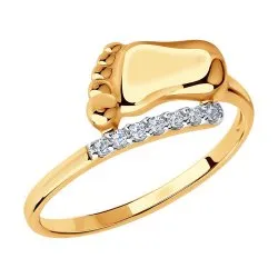 Inel din aur roșu cu Cubic Zirconia Incolor