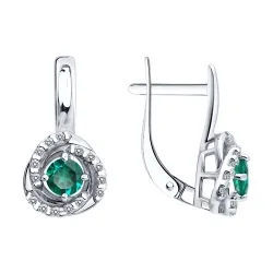 Cercei din argint cu Cubic Zirconia Incolor, Smarald