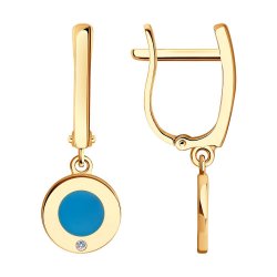 Cercei Suspendați din aur roșu cu pietre Cubic Zirconia Incolor, Emailare