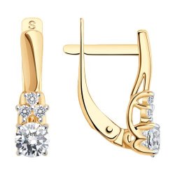 Cercei din aur roșu cu pietre Cubic Zirconia Incolor