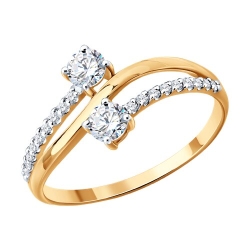 Inel din aur roșu cu Cubic Zirconia Incolor
