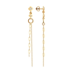 Серьги Пусеты из красного золота с камнями Фианит