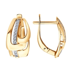 Серьги из красного золота с камнями Фианит