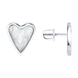 Серьги Пусеты из серебра с камнями Эмаль