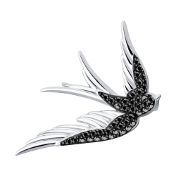 Broșă din aur alb cu pietre Diamant negru