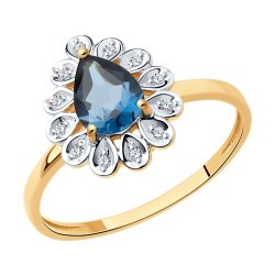 Inel din aur roșu cu pietre Diamant, Topaz London