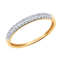 Inel din aur roșu cu pietre Cubic Zirconia Incolor