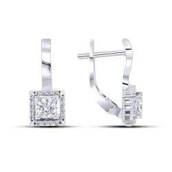 Cercei din aur alb cu Cubic Zirconia Incolor