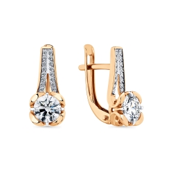 Cercei din aur roșu cu Cubic Zirconia Incolor