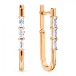 Cercei din aur roșu cu pietre Cubic Zirconia Incolor