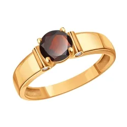 Inel din aur roșu cu Cubic Zirconia Incolor, Granat