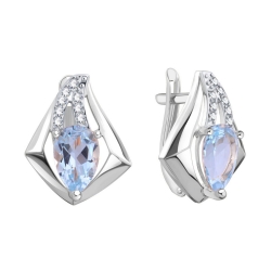 Cercei din aur alb cu Cubic Zirconia Incolor, Topaz