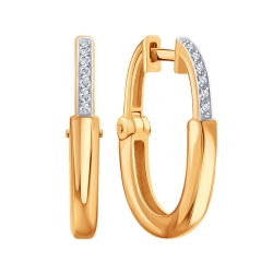 Cercei Creole din aur roșu cu pietre Cubic Zirconia Incolor