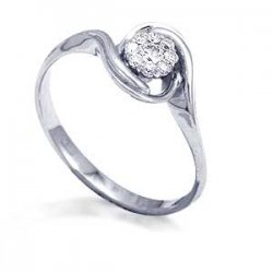 Inel din aur alb cu pietre Diamant
