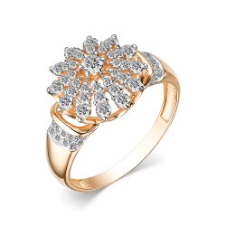 Inel din aur roșu cu pietre Cubic Zirconia Incolor