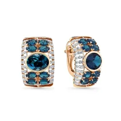 Cercei din aur roșu cu Cubic Zirconia Incolor, Topaz London