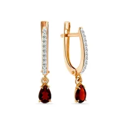 Cercei Suspendați din aur roșu cu Cubic Zirconia Incolor, Granat