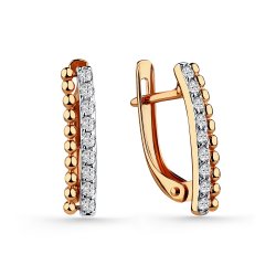 Серьги из красного золота с камнями Фианит