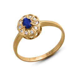 Inel din aur roșu cu pietre Diamant, Safir