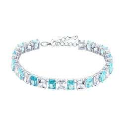 Браслет из серебра с камнями Фианит, Фианит Синий