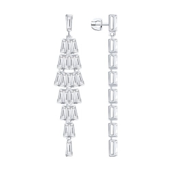 Серьги Пусеты из серебра с камнями Фианит