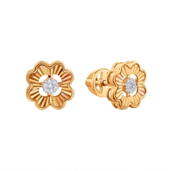 Серьги Пусеты из красного золота с камнями Бриллиант