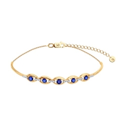 Браслет из красного золота с камнями Бриллиант, Сапфир