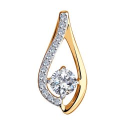 Pandantiv din aur roșu cu pietre Cubic Zirconia Incolor