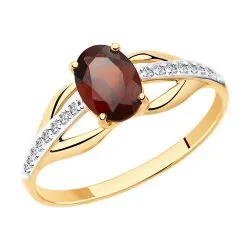 Inel din aur roșu cu Cubic Zirconia Incolor, Granat